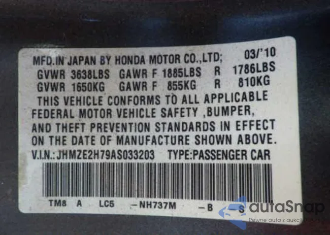 JHMZE2H79AS033203: 10619279