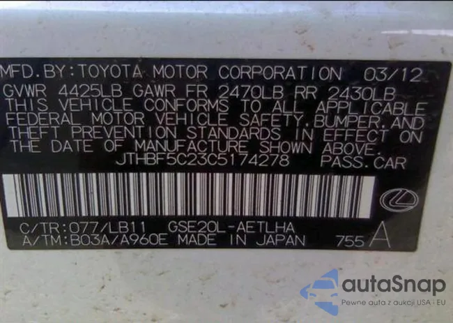 JTHBF5C23C5174278: 11631835