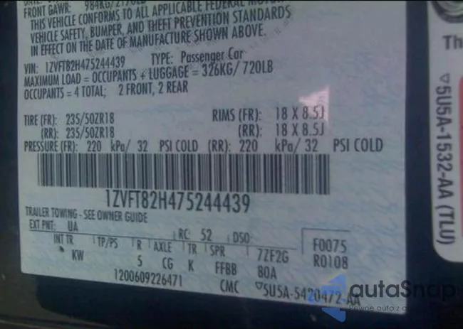 1ZVFT82H475244439: 12322937