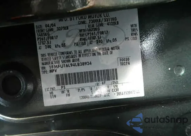 1FMFU16L94LB38934: 12058953