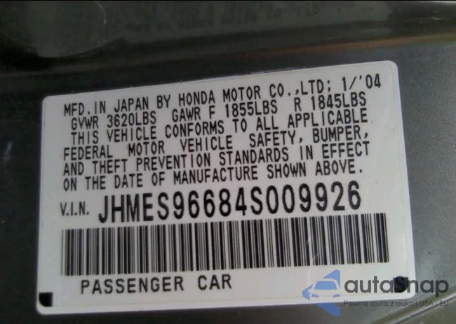 JHMES96684S009926: 13177528