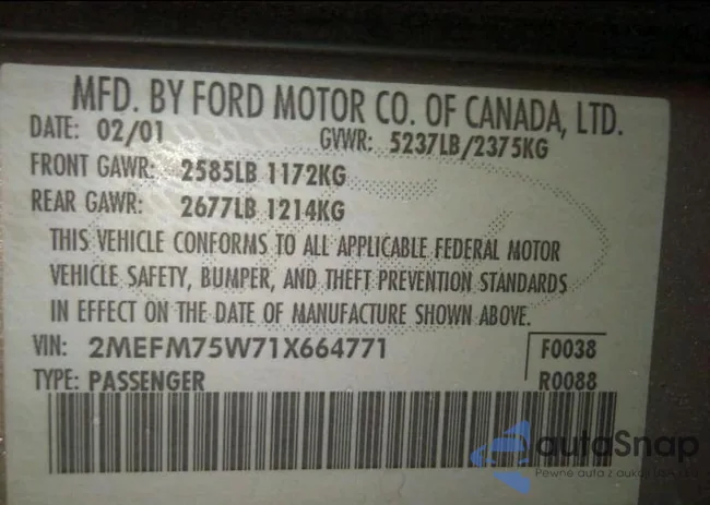 2MEFM75W71X664771: 12955353