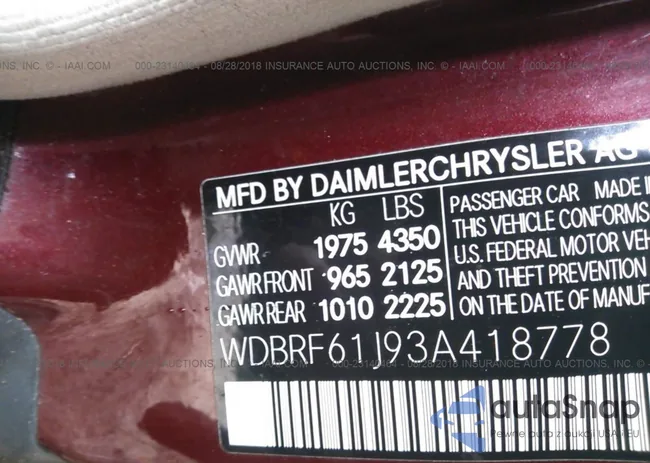 WDBRF61J93A418778: 23140464