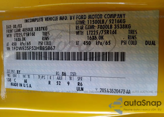 1FDWE35F53HB85867: 23524999