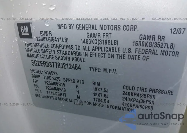 5GZER33778J212484: 25166276