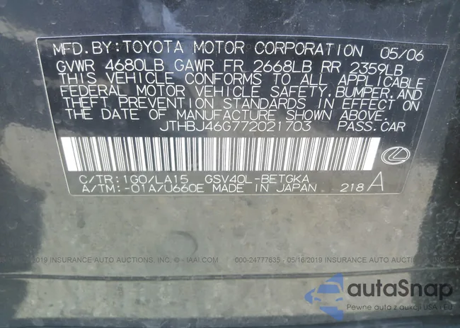 JTHBJ46G772021703: 24777635