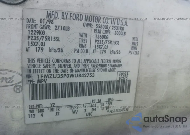 1FMZU35P0WUB42753: 24864877