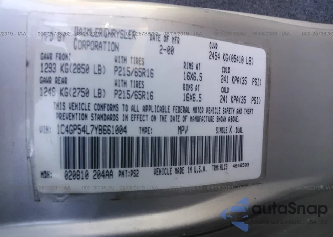 1C4GP54L7YB661004: 25738262