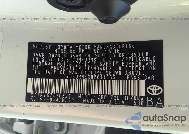 5YFBURHEXHP614265: 28611903