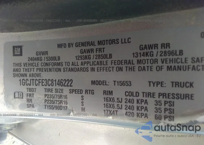 1GCJTCFE3C8146222: 30400089