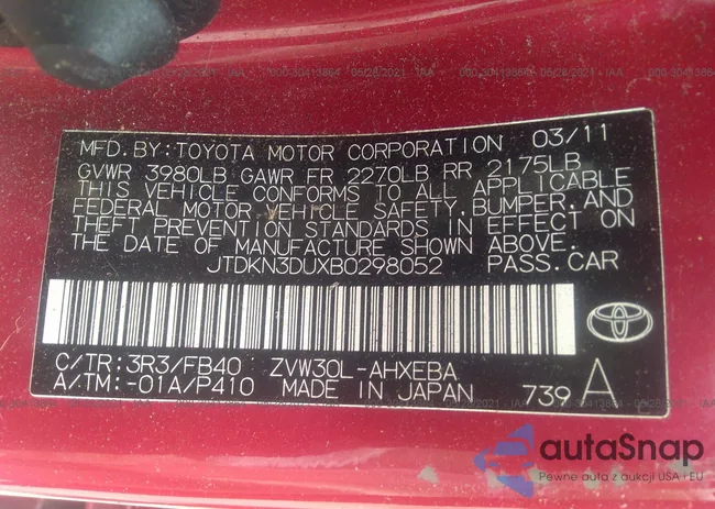 JTDKN3DUXB0298052: 30413864