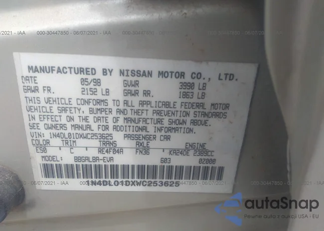 1N4DL01DXWC253625: 30447850