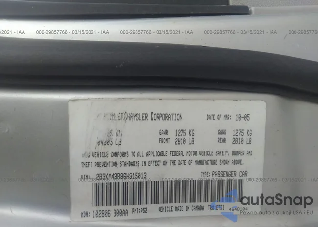 2B3KA43R86H315013: 29857766