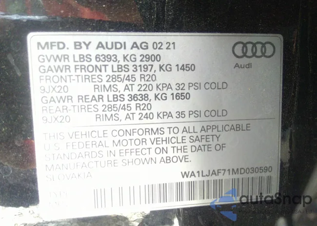 WA1LJAF71MD030590: 31209029