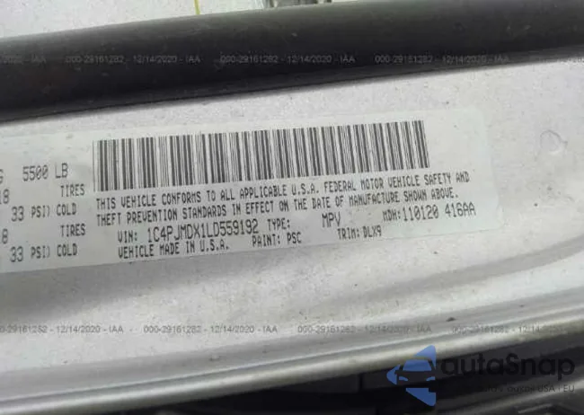 1C4PJMDX1LD559192: 31232016