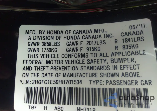 2HGFC1E56HH701534: 31226382