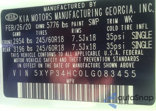 5XYP34HC0LG083455: 31316618