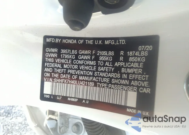 SHHFK7H40LU421189: 32385705