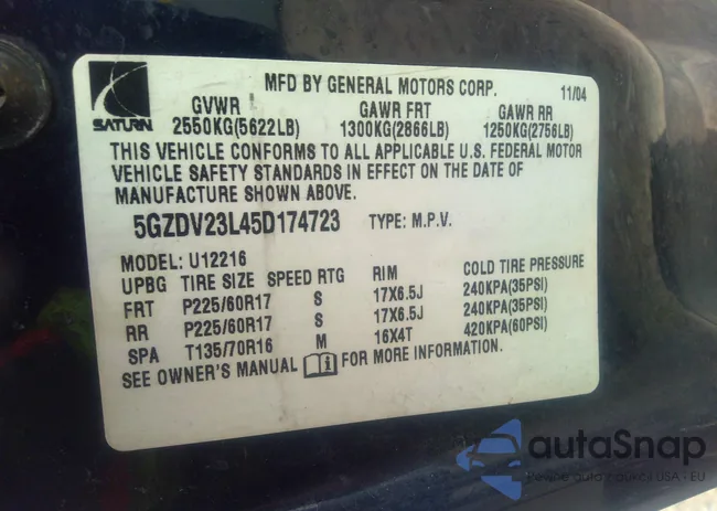 5GZDV23L45D174723: 31698545