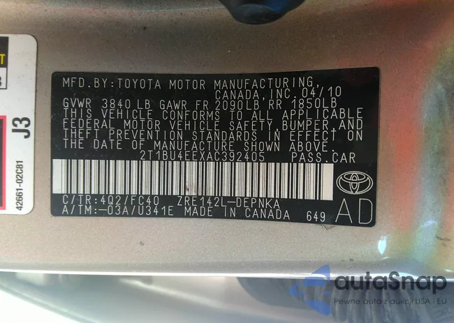 2T1BU4EEXAC392405: 32953209