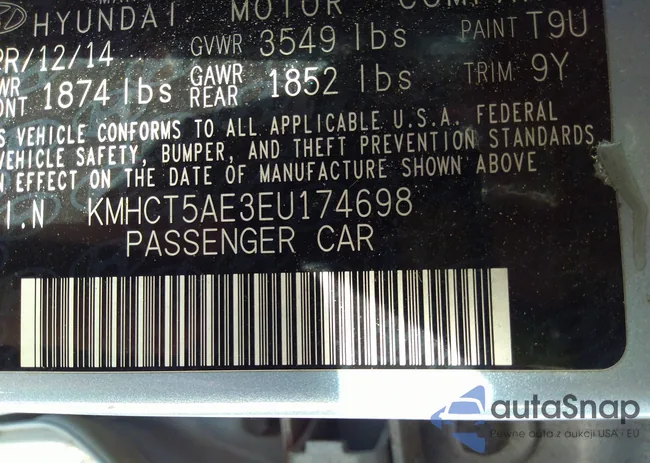 KMHCT5AE3EU174698: 33068801