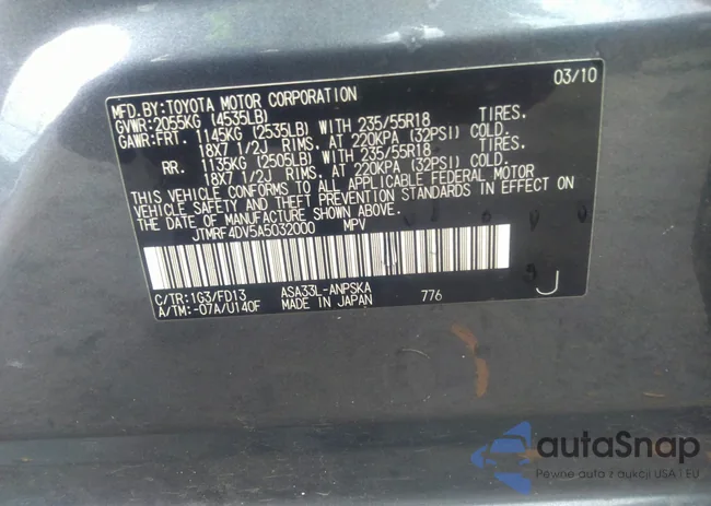 JTMRF4DV5A5032000: 33357087