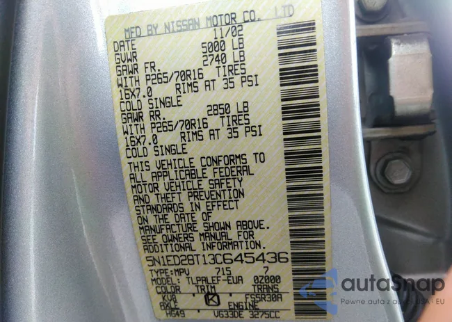 5N1ED28T13C645436: 33454710