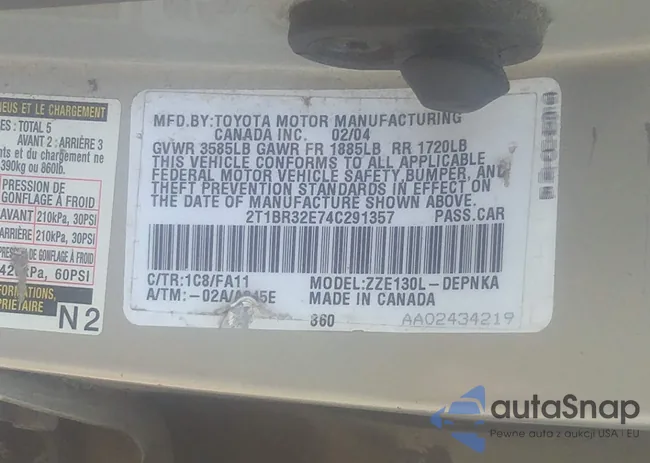 2T1BR32E74C291357: 33481701