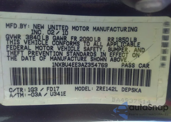 1NXBU4EE3AZ354769: 32546859