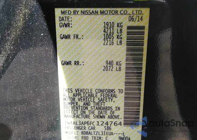 1N4AL3AP6FC124764: 33875922