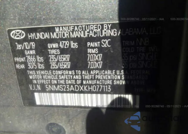 5NMS23ADXKH077113: 34321115