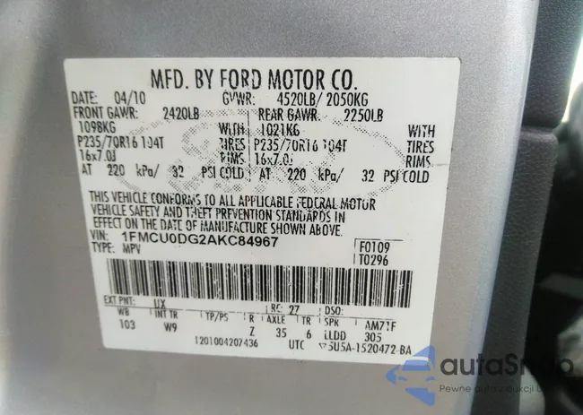 1FMCU0DG2AKC84967: 34281453