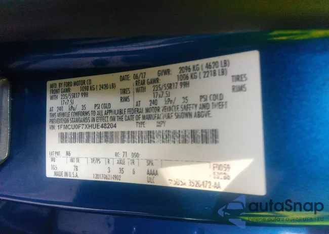 1FMCU0F7XHUE48204: 35220332