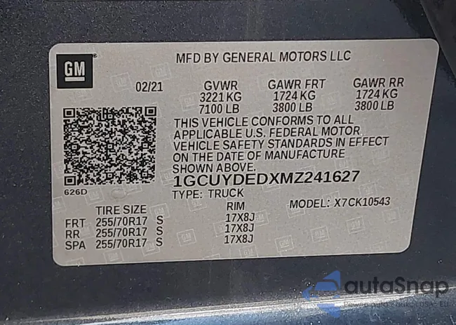 1GCUYDEDXMZ241627: 35271820