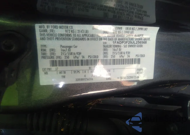 1FADP3F29JL256568: 34566957