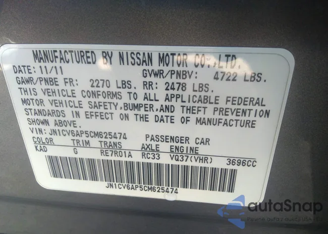 JN1CV6AP5CM625474: 34757520