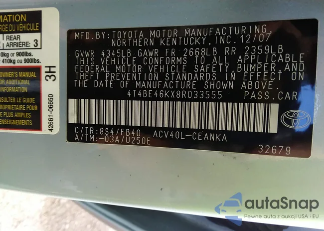 4T4BE46KX8R033555: 34789857