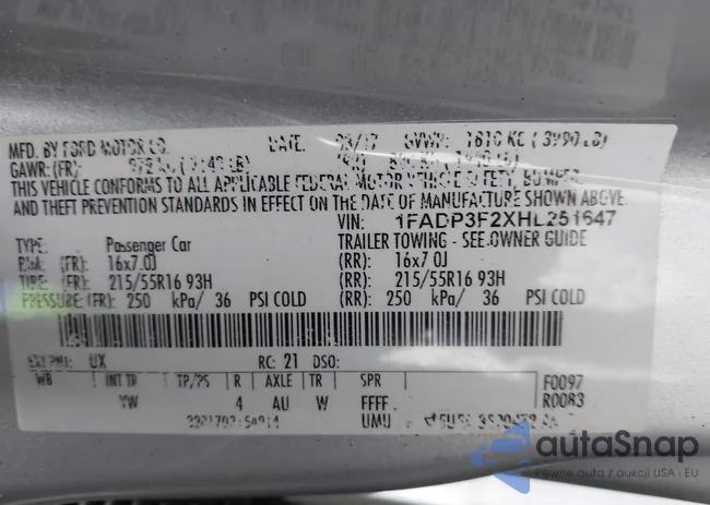 1FADP3F2XHL251647: 34817370