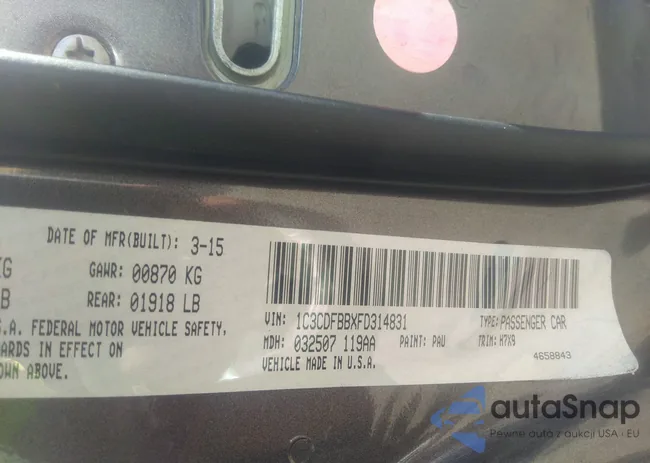 1C3CDFBBXFD314831: 34894993