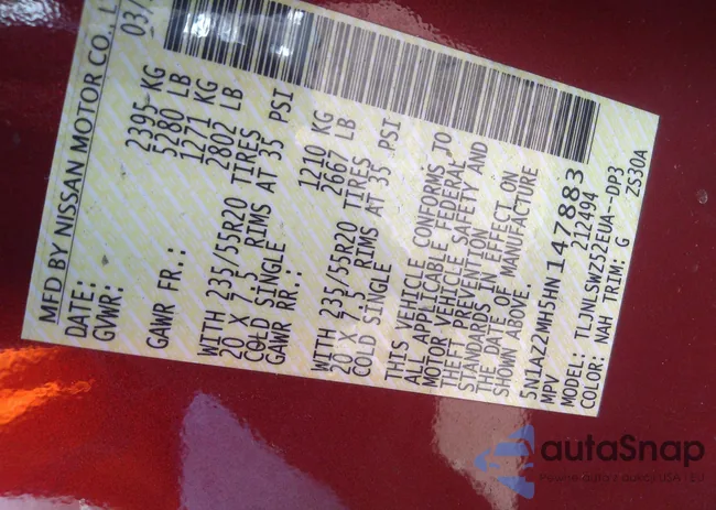 5N1AZ2MH5HN147883: 36340167