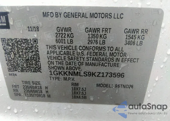 1GKKNMLS9KZ173596: 36416642