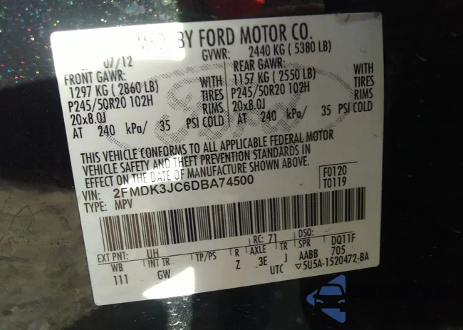 2FMDK3JC6DBA74500: 35583684