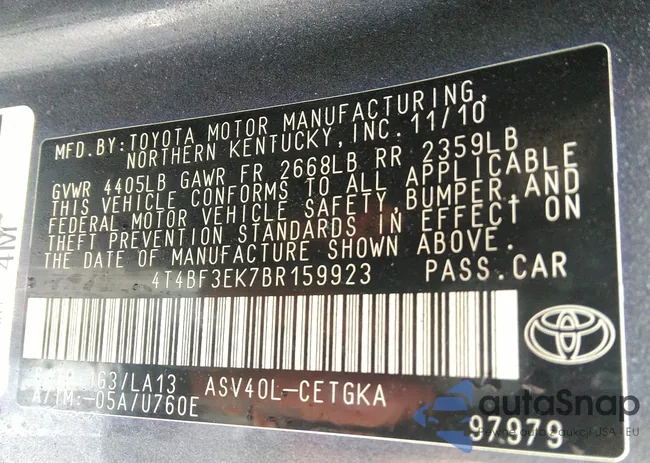 4T4BF3EK7BR159923: 36958078