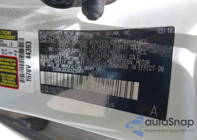 5TDKK3DCXCS226850: 37051880