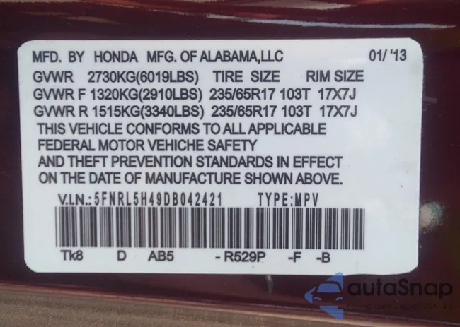 5FNRL5H49DB042421: 37111861