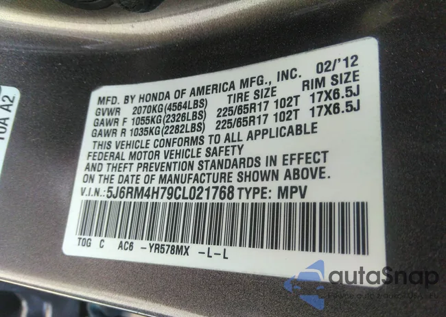 5J6RM4H79CL021768: 37121628
