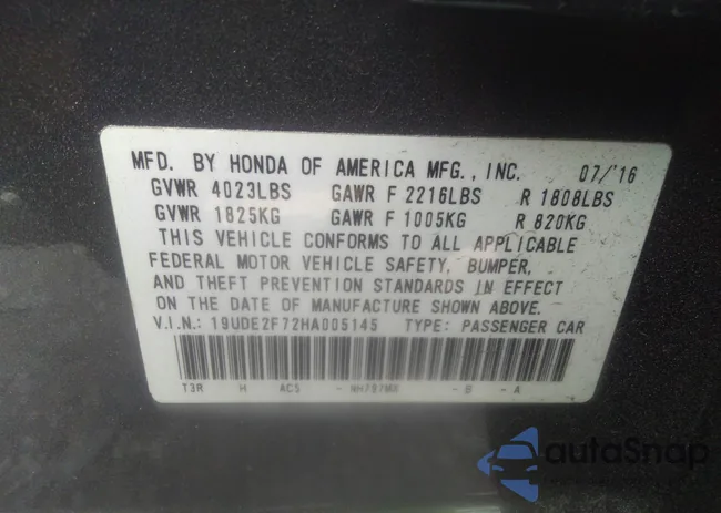 19UDE2F72HA005145: 37142578