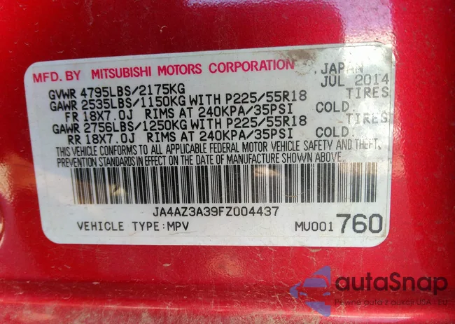 JA4AZ3A39FZ004437: 37226352