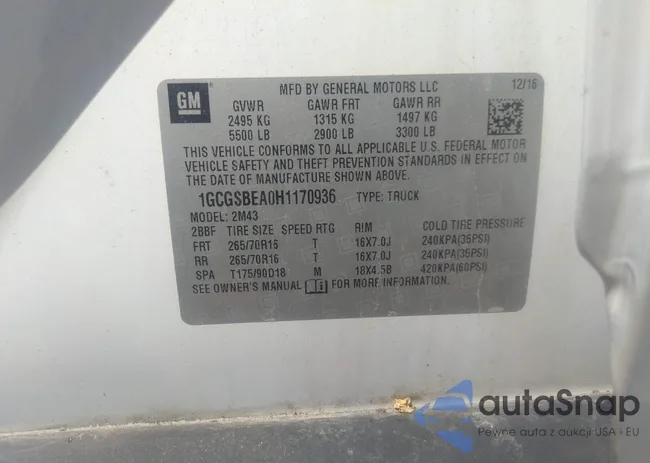 1GCGSBEA0H1170936: 37230307