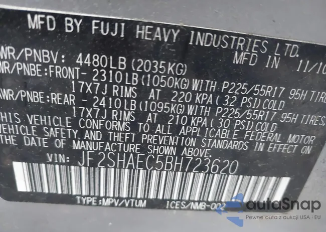 JF2SHAEC5BH723620: 37275802